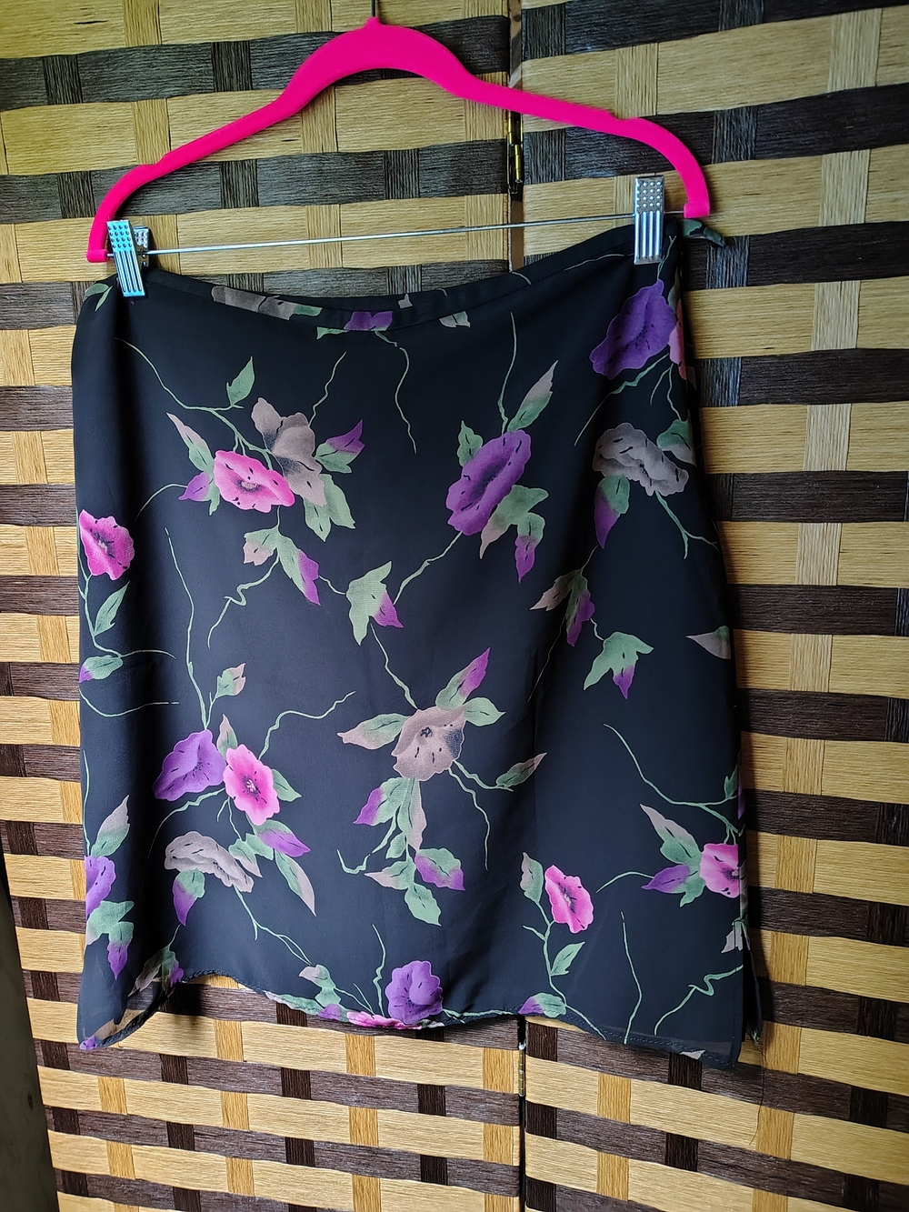 Rafaella Black Skirt with Pink & Purple Floral Print